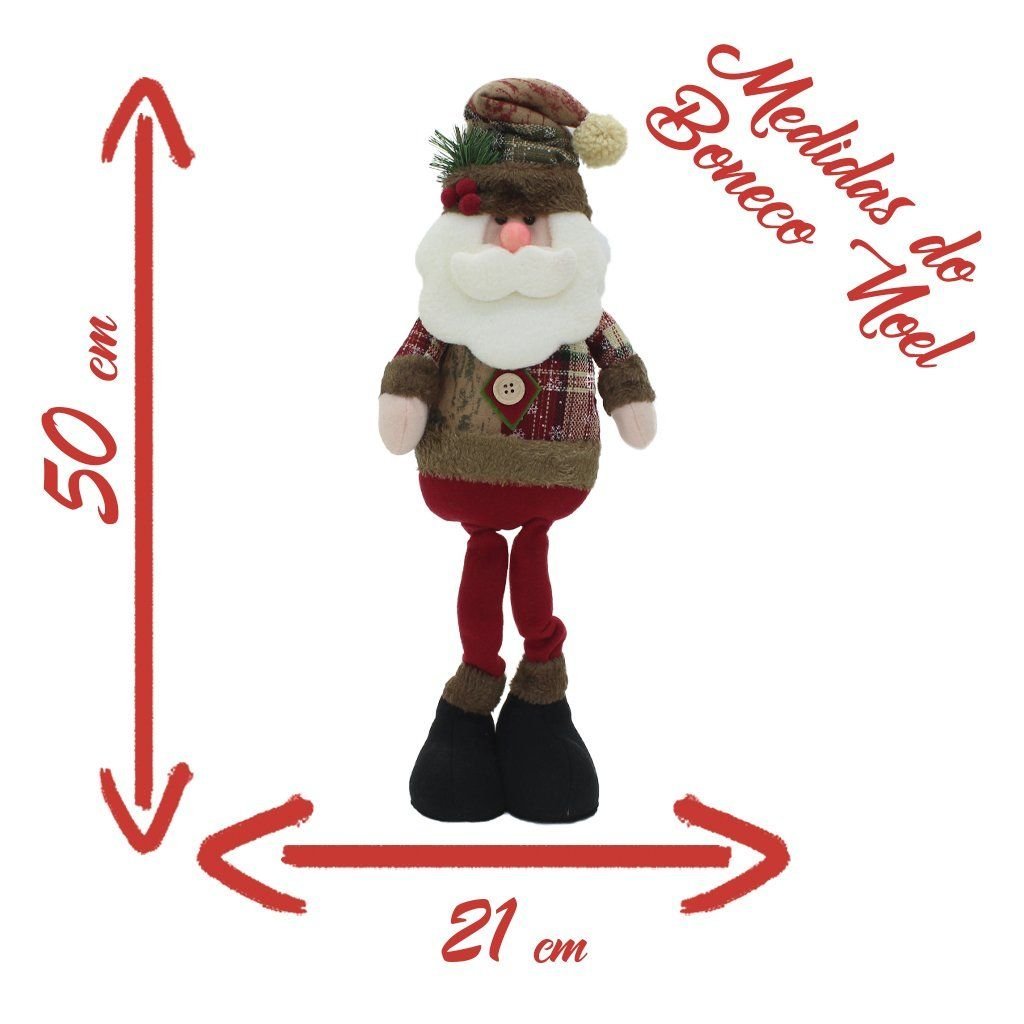 Kit Trio Bonecos de Natal Boneco de Neve Papai Noel Rena 50cm - 2