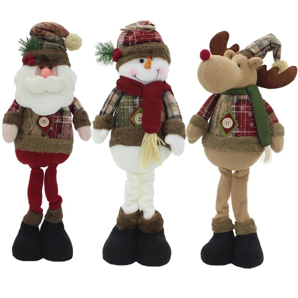 Kit Trio Bonecos de Natal Boneco de Neve Papai Noel Rena 50cm