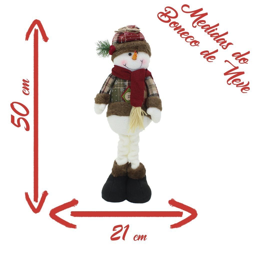 Kit Trio Bonecos de Natal Boneco de Neve Papai Noel Rena 50cm - 4