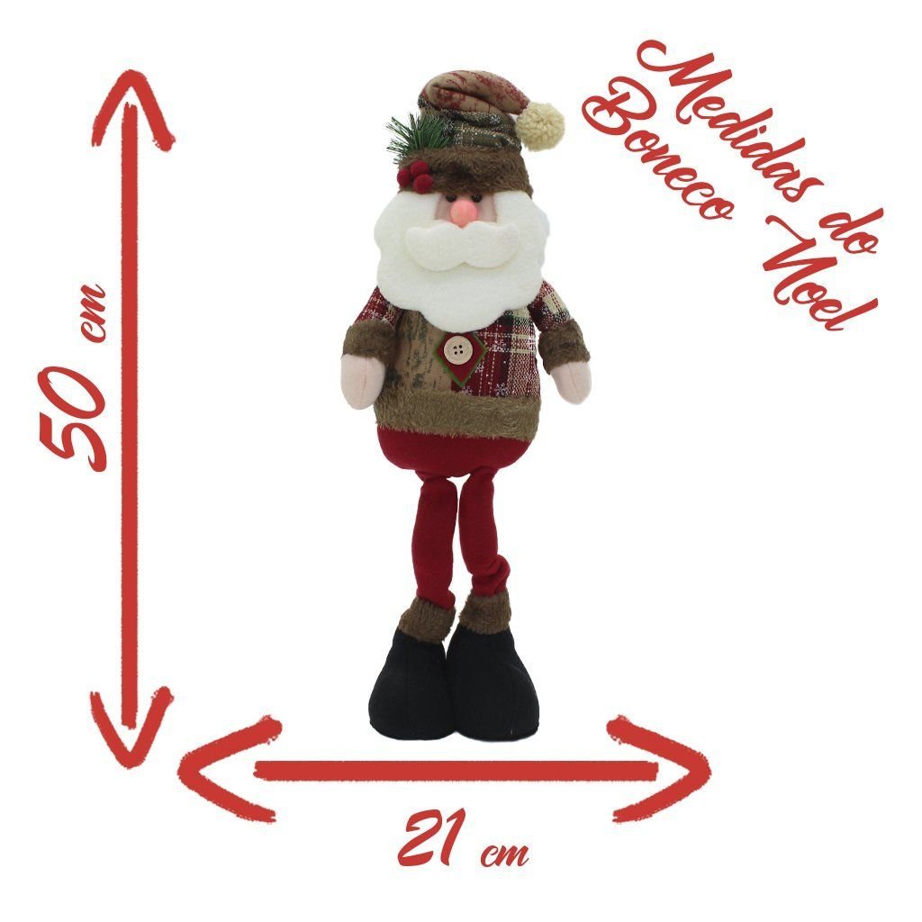 Kit Trio Bonecos de Natal Boneco de Neve Papai Noel Rena 50cm - 3