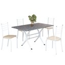 Ver imagem 2 de Conjunto Sala de Jantar Mesa Retangular 120x75cm Tampo Granito Ocre 4 Cadeiras Rio Branco/Creme