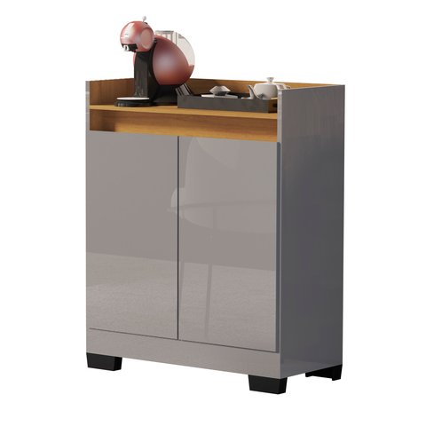 Aparador Buffet Real Cantinho do Café com 2 Portas - Cinza com Mel
