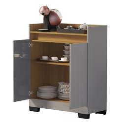 Aparador Buffet Real Cantinho do Café com 2 Portas - Cinza com Mel - 2