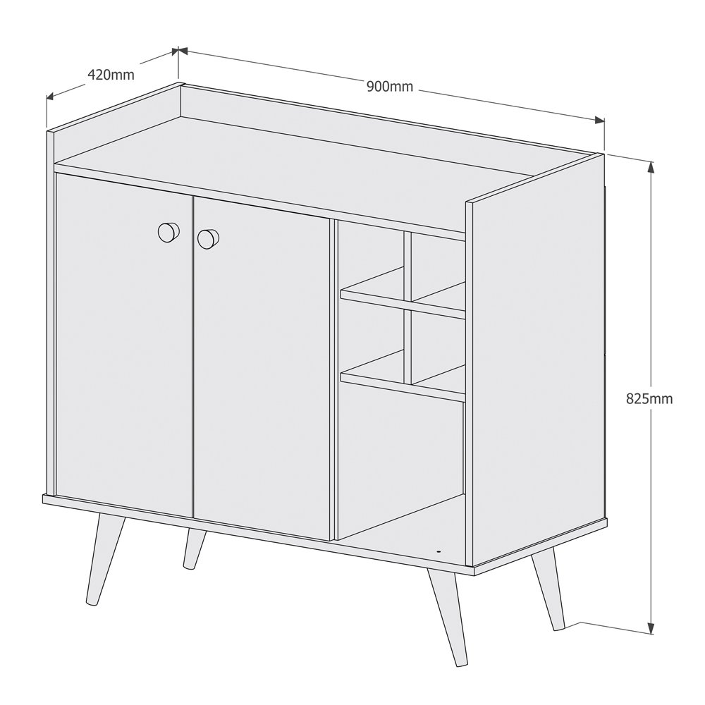 aparador com adega pés palito 1212 caramelo/perola - 5