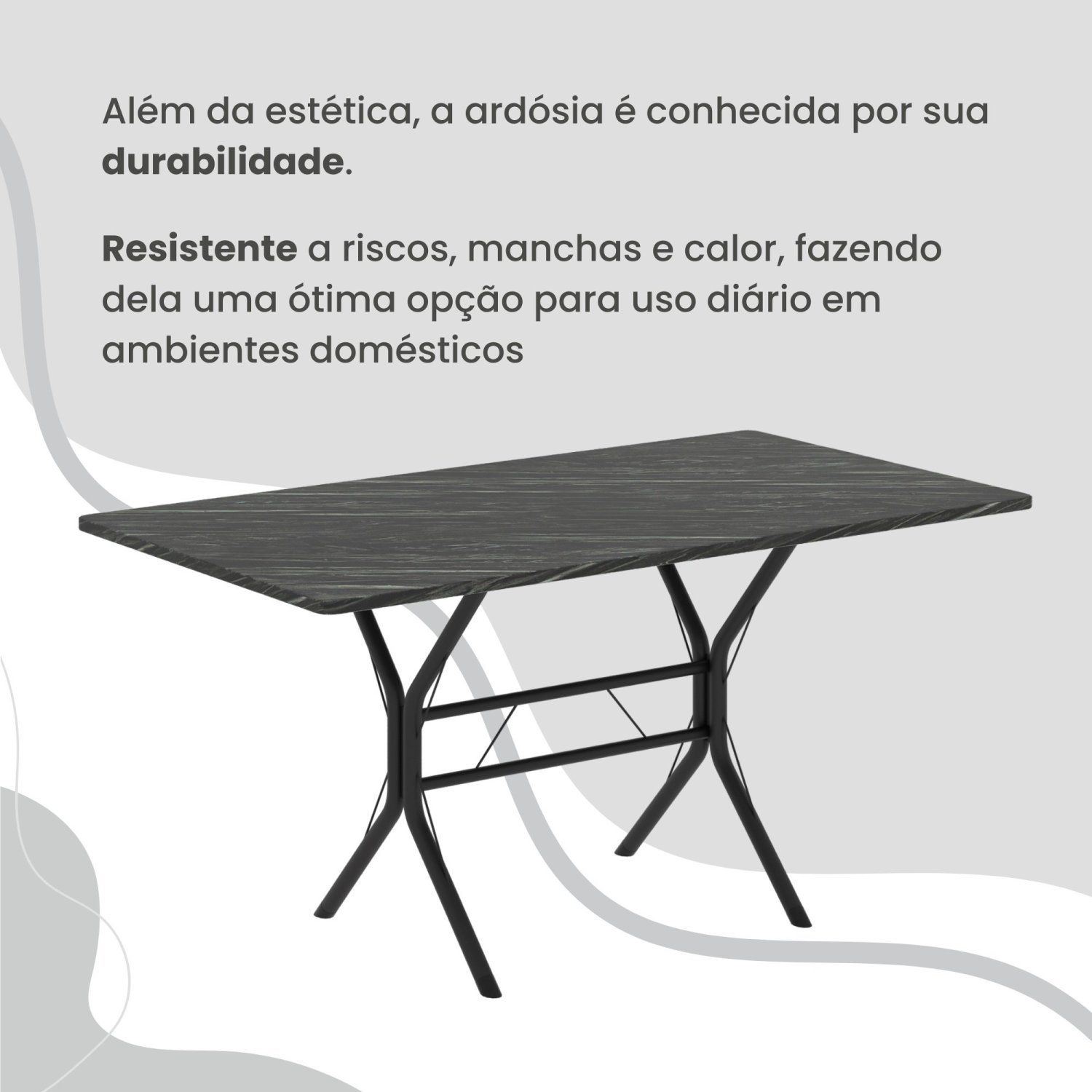 Conjunto Sala de Jantar Mesa Retangular 120x75cm Tampo Ardósia Indiana 4 Cadeiras Rio - 8