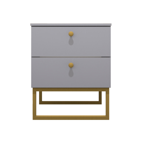 Mesa de Cabeceira Industrial Mdf com Pés Metalon Dourado Plancasa:azul Sereno