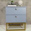 Ver imagem 5 de Mesa de Cabeceira Industrial Mdf com Pés Metalon Dourado Plancasa:azul Sereno