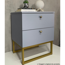 Ver imagem 4 de Mesa de Cabeceira Industrial Mdf com Pés Metalon Dourado Plancasa:azul Sereno