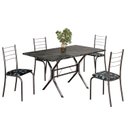 Ver imagem 2 de Conjunto Sala de Jantar Mesa Retangular 120x75cm Tampo Ardósia Indiana 4 Cadeiras Rio Rosa/Preto Floral/Mart Prata
