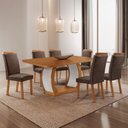 Ver imagem 1 de Mesa de Jantar Milena 180 cm Tampo MDF Laminado Canto Copo com 6 Cadeiras Aline
