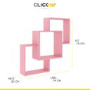 Ver imagem 2 de Kit 2 Nichos Prateleiras Decorativas Quadrado 79 Cm Sala Quarto Escritório Mdp Rosa - Clicklar