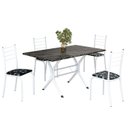 Ver imagem 2 de Conjunto Sala de Jantar Mesa Retangular 120x75cm Tampo Ardósia Indiana 4 Cadeiras Rio Branco/Preto Floral