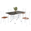 Ver imagem 2 de Conjunto Sala de Jantar Mesa Retangular 120x75cm Tampo Ardósia Indiana 4 Cadeiras Rio Branco/C. Marrom