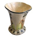 Ver imagem 4 de Vaso Decorativo Cerâmica Craquelada Zebra Coqueiros Borda Ondulada 23cm Columbus Gold