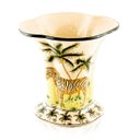 Ver imagem 1 de Vaso Decorativo Cerâmica Craquelada Zebra Coqueiros Borda Ondulada 23cm Columbus Gold