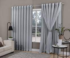 cortina sala quarto voal xadrez com forro cinza 3,00x2,20 - 1