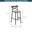 Ver imagem 4 de Banqueta Alta Plats Katrina Or Design 103 Cm (alt) Polipropileno Preto Assento Simulando Palha Preto