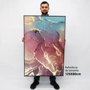 Ver imagem 2 de Quadro Decorativo em Canvas Abstrato Mármore Rosa e Azul Perolado TaColado Borda Infinita 120 x 80cm