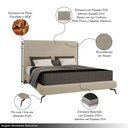 Ver imagem 3 de Conjunto Cabeceira e Base para Colchão Queen Bezos com Pés em Alumínio Veludo Bege G91 - Gran Belo