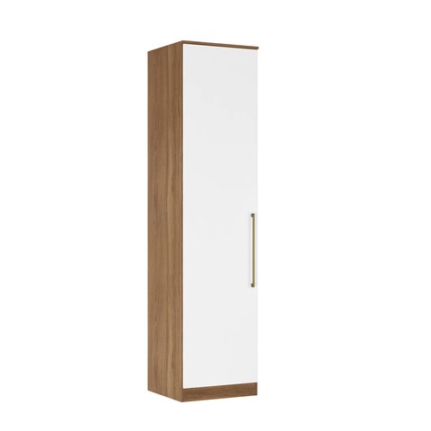 Armário Modulado 1 Porta com 6 Prateleiras Irlanda Amêndola/Branco para Quarto - Demóbile