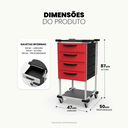 Ver imagem 2 de Carrinho Auxiliar Organizador Multiuso com 4 Gavetas, Estrutura em Aço, Tampo em Psai - Mad.U Two