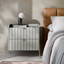 Ver imagem 2 de Mesa Lateral para Cama Moriah 60cm Retro 100% Mdf Off White Pés Ferro Champagne