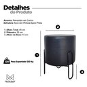Ver imagem 4 de Kit 2 Puff Banqueta Redondo Ferro Couro Sintético Sala Quart:preto