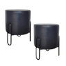 Kit 2 Puff Banqueta Redondo Ferro Couro Sintético Sala Quart:preto - 1