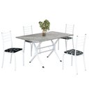 Ver imagem 2 de Conjunto Sala de Jantar Mesa Retangular 120x75cm Tampo Granito Topázio 4 Cadeiras Rio Branco/Preto Floral