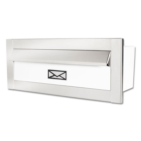 Caixa de Correio Inox Polido Revista Jornal Brilhante Espelhada com Tarja Branca