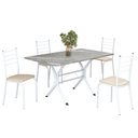Ver imagem 2 de Conjunto Sala de Jantar Mesa Retangular 120x75cm Tampo Granito Topázio 4 Cadeiras Rio Branco/Creme