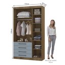 Ver imagem 3 de Guarda Roupa Modulado 132cm 3 Portas e 4 Gavetas Paris Luciane Móveis