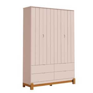 Guarda-roupa Lotus 4 Portas 4 Gavetas Rosa Reller