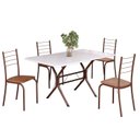 Ver imagem 2 de Conjunto Sala de Jantar Mesa Retangular 120x75cm Tampo Madeira MDP White 4 Cadeiras Rio Marrom/C.
