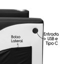 Ver imagem 5 de Poltrona Gamer Sparta com Encosto Reclinável e Carregador Usb:corino Preto/azul