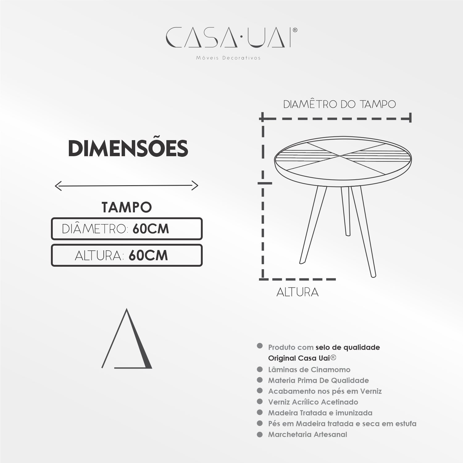 Mesa de Canto Lateral Laminada 60x60cm - 4