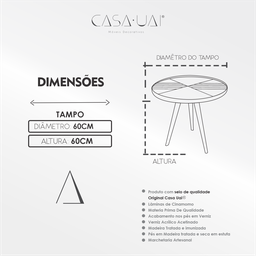 Mesa de Canto Lateral Laminada 60x60cm - 7