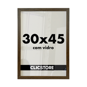 Moldura 30x45cm com Vidro e Fundo para Quadros Fotos Imagens Decoração Certiciados Quarto Sala:marro