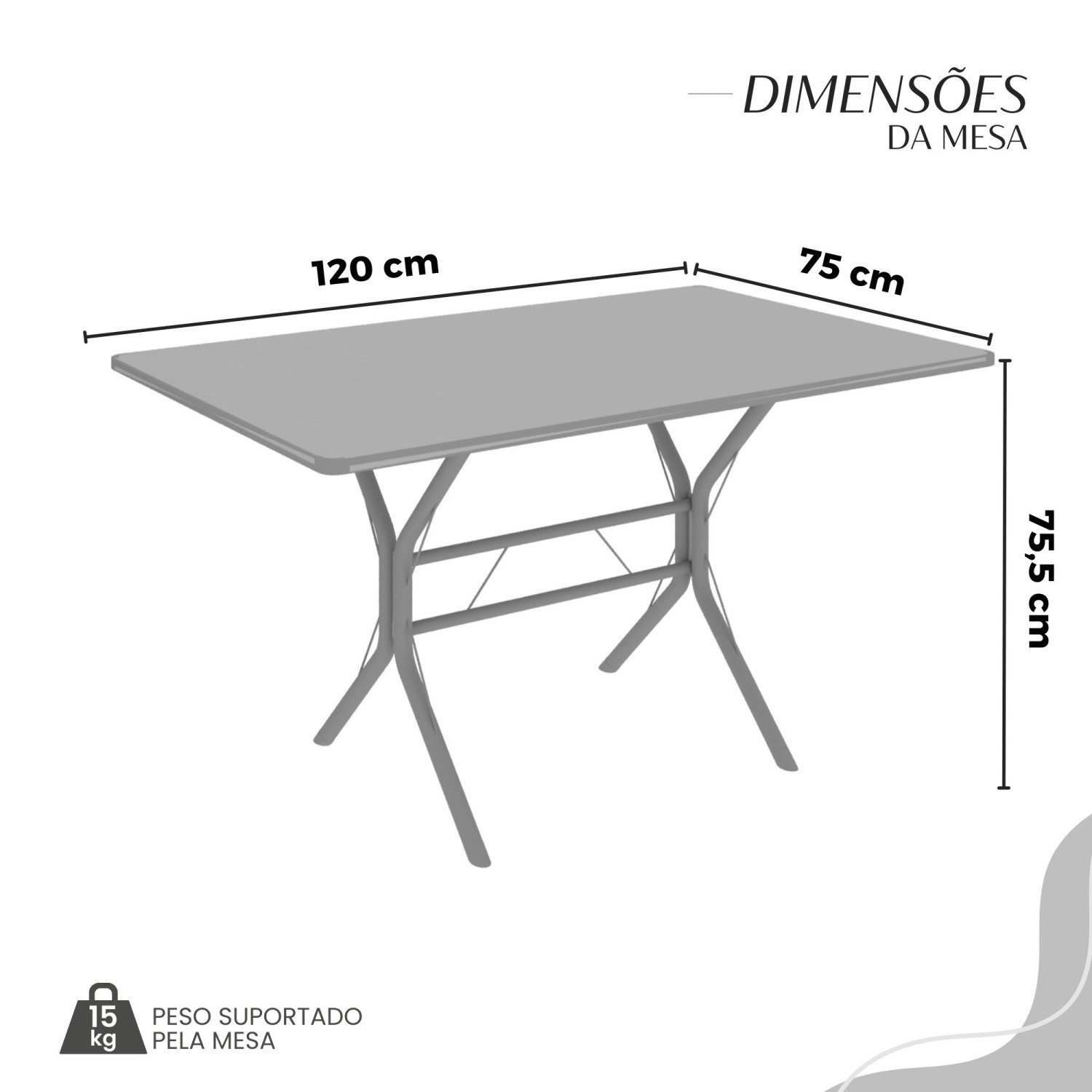 Conjunto Sala de Jantar Mesa Retangular 120x75cm Tampo Madeira Mdp White 4 Cadeiras Rio - 3