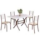 Ver imagem 2 de Conjunto Sala de Jantar Mesa Retangular 120x75cm Tampo Madeira MDP White 4 Cadeiras Rio Marrom/Creme