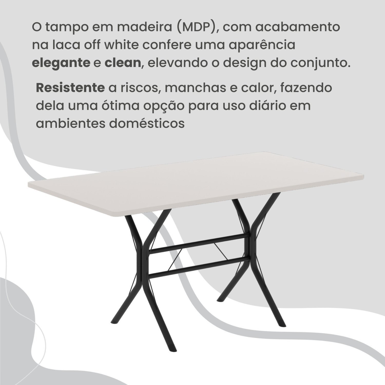 Conjunto Sala de Jantar Mesa Retangular 120x75cm Tampo Madeira Mdp White 4 Cadeiras Rio - 8