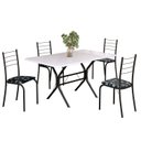 Ver imagem 2 de Conjunto Sala de Jantar Mesa Retangular 120x75cm Tampo Madeira MDP White 4 Cadeiras Rio Preto/Floral/Fosco