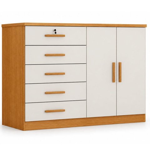 Cômoda Seul 2 Portas 5 Gavetas Cinamomo Fendi - Novo Horizonte