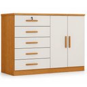 Ver imagem 1 de Cômoda Seul 2 Portas 5 Gavetas Cinamomo Fendi - Novo Horizonte