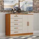 Ver imagem 4 de Cômoda Seul 2 Portas 5 Gavetas Cinamomo Fendi - Novo Horizonte
