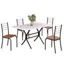 Ver imagem 2 de Conjunto Sala de Jantar Mesa Retangular 120x75cm Tampo Madeira MDP White 4 Cadeiras Rio Preto/C. Marrom/Fosco