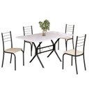 Ver imagem 2 de Conjunto Sala de Jantar Mesa Retangular 120x75cm Tampo Madeira MDP White 4 Cadeiras Rio Preto/Creme/Fosco