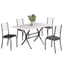 Ver imagem 2 de Conjunto Sala de Jantar Mesa Retangular 120x75cm Tampo Madeira MDP White 4 Cadeiras Rio Prata/Preto Floral/Mart