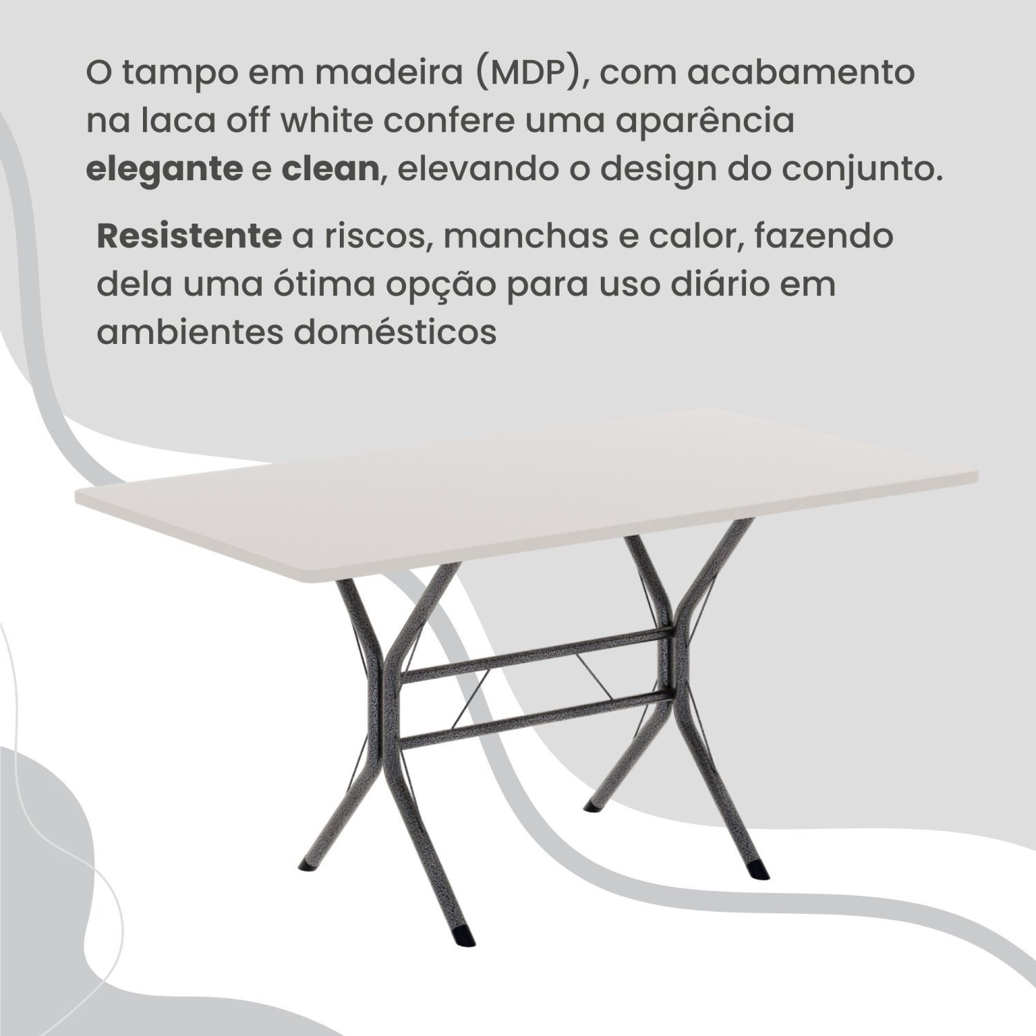 Conjunto Sala de Jantar Mesa Retangular 120x75cm Tampo Madeira Mdp White 4 Cadeiras Rio - 8