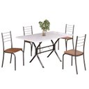Ver imagem 2 de Conjunto Sala de Jantar Mesa Retangular 120x75cm Tampo Madeira MDP White 4 Cadeiras Rio Prata/C. Marrom/Mart